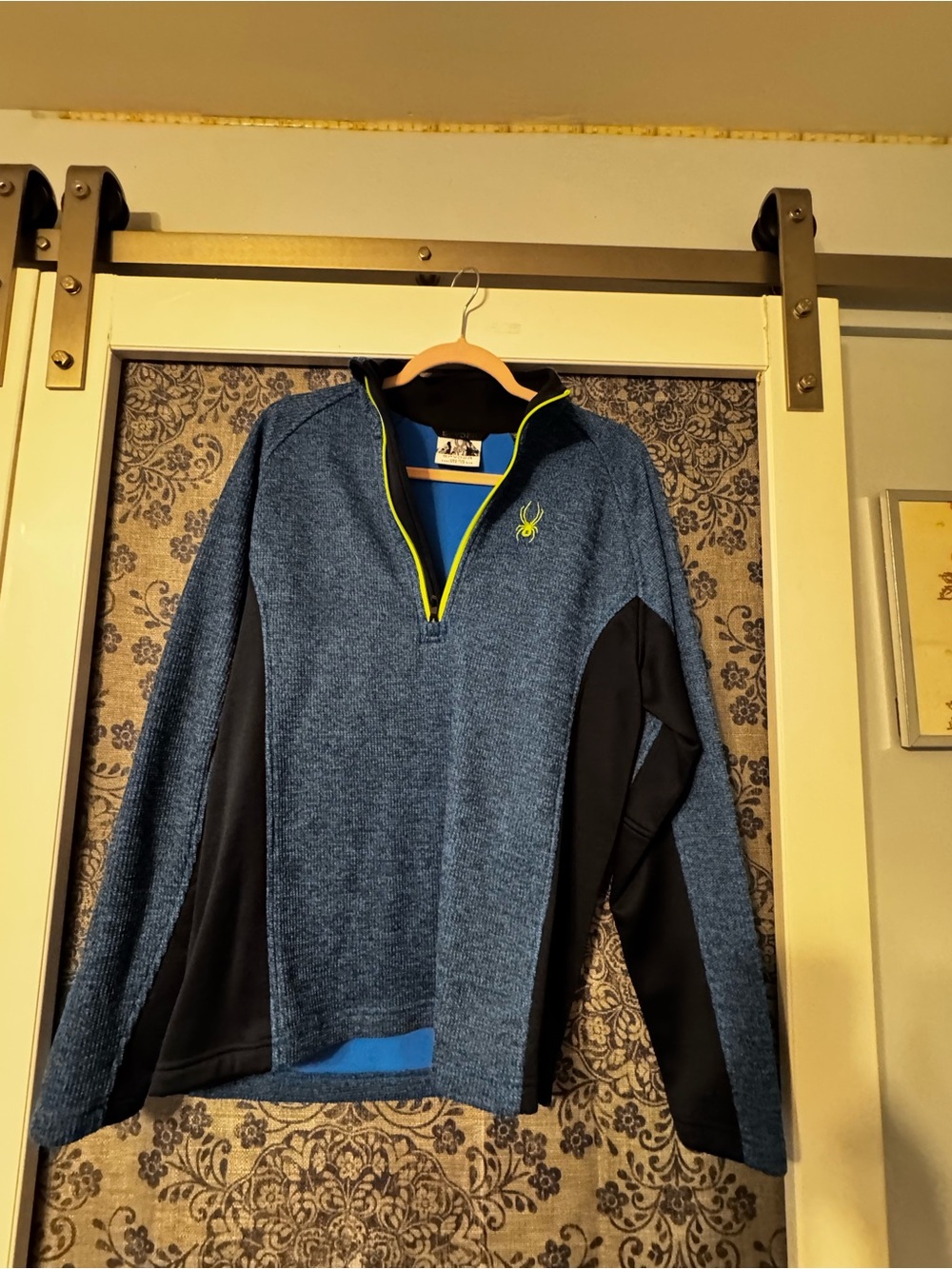 Spyder Men's Blue Zip-Up Sweater with Black Panels